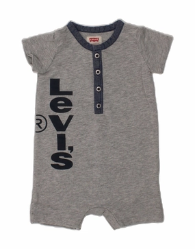 Retro Fancy LEVI'S Baby Boys Graphic Playsuit 6-9 Months Grey Cotton