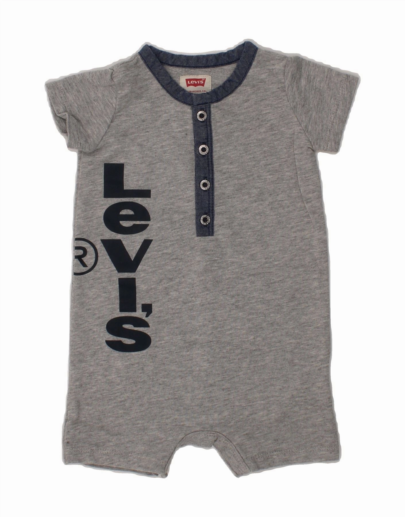 Retro Fancy LEVI'S Baby Boys Graphic Playsuit 6-9 Months Grey Cotton
