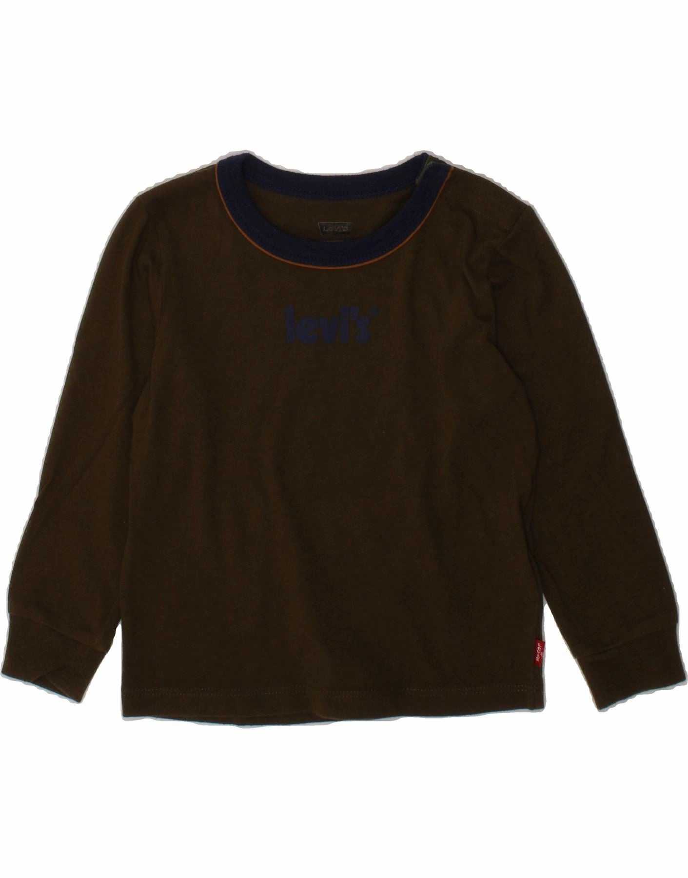 LEVI'S Baby Boys Graphic Sweatshirt Jumper 18-24 Months Khaki Cotton Travel Trend Bamboo Fiber Composition