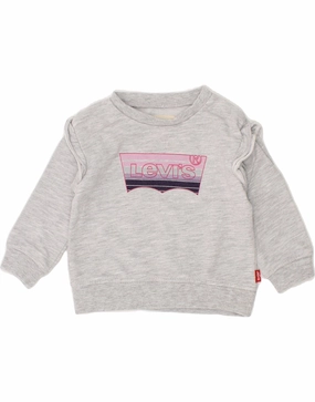 LEVI'S Baby Girls Graphic Sweatshirt Jumper 3-6 Months Grey Outdoor Trend