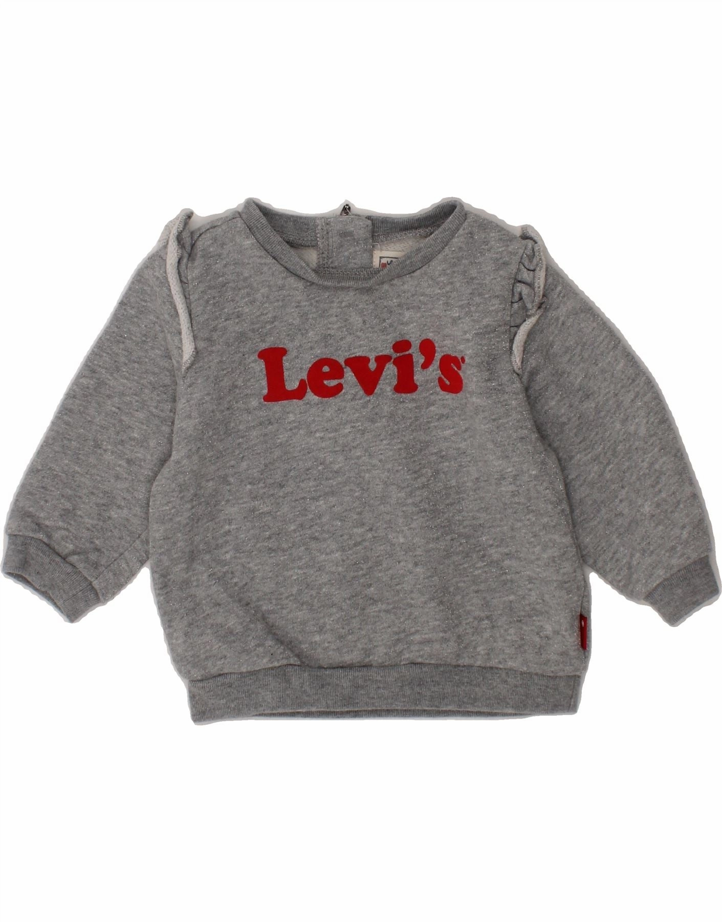 LEVI'S Baby Girls Graphic Sweatshirt Jumper 6-9 Months Grey Cotton Cold Look