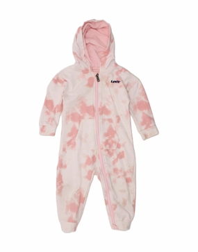 LEVI'S Baby Girls Hooded Jumpsuit 12-18 Months Pink Tie Dye Cotton Event Slim