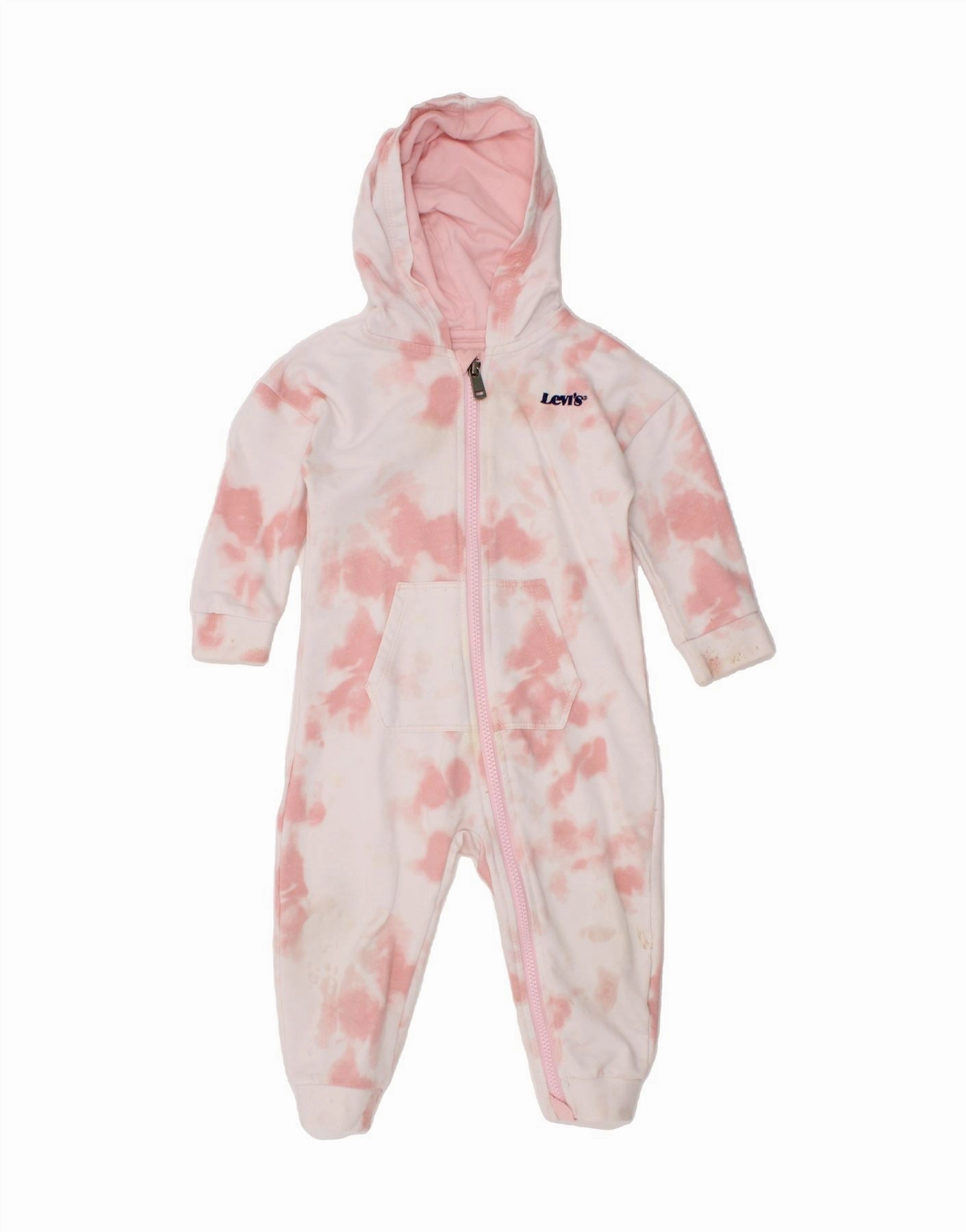 LEVI'S Baby Girls Hooded Jumpsuit 12-18 Months Pink Tie Dye Cotton Event Slim