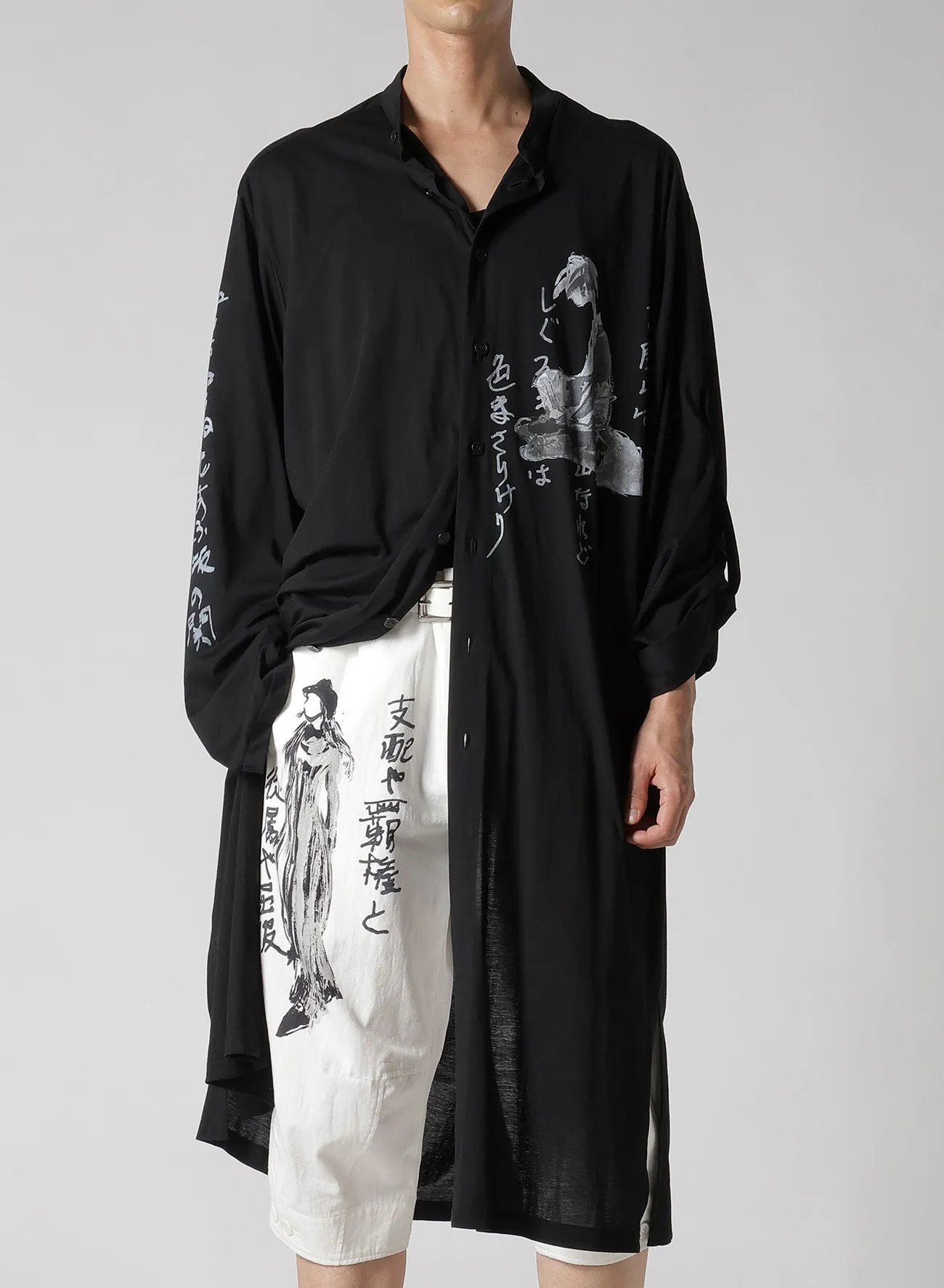 C/Ny JERSEY B HANDWRITTEN PRINT LONG BLOUSE Tagless label Sustainable Weave