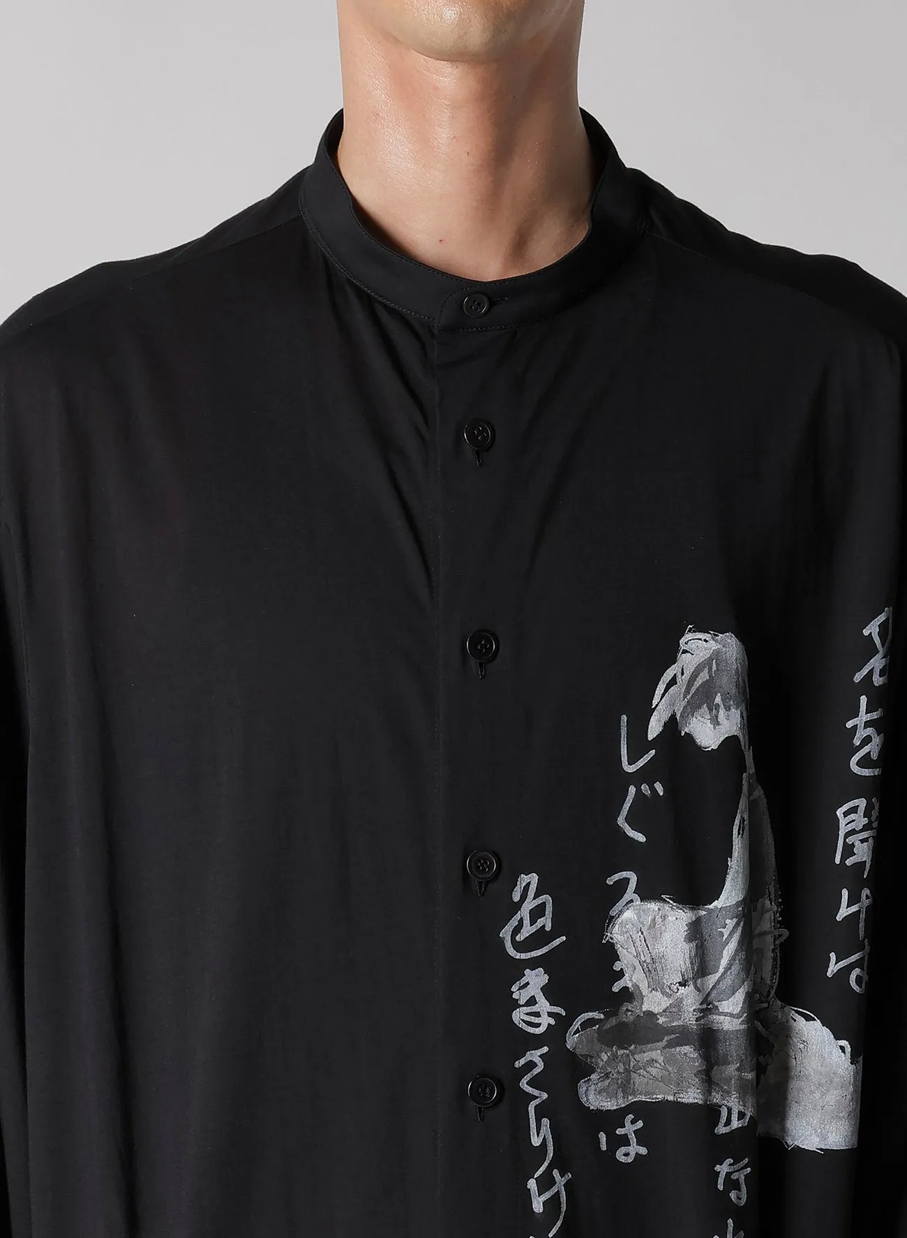 C/Ny JERSEY B HANDWRITTEN PRINT LONG BLOUSE Glossy Texture