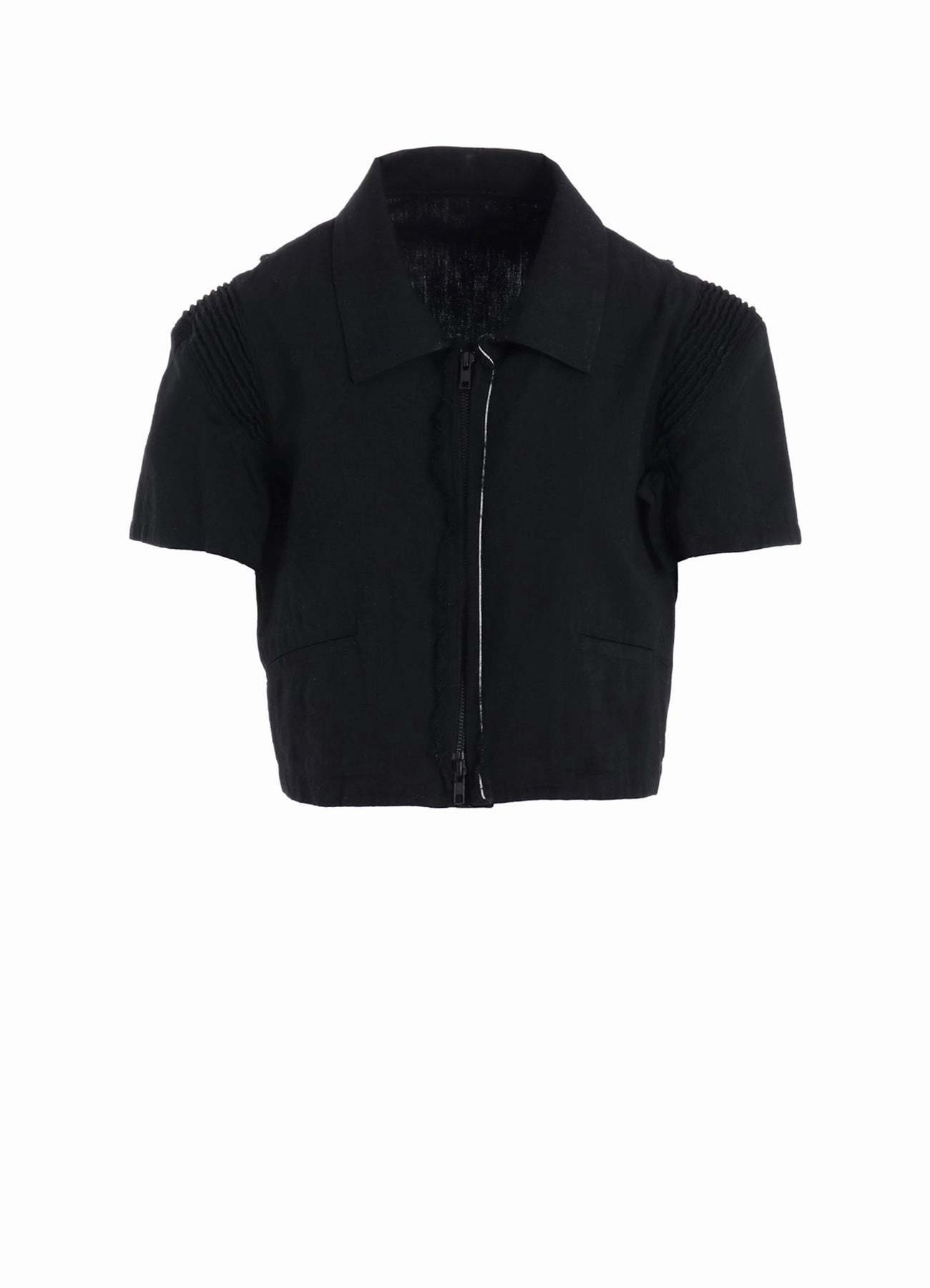 LIGHT DENIM FRILLED SHORT JACKET AntiPilling Surface Finish snap-up