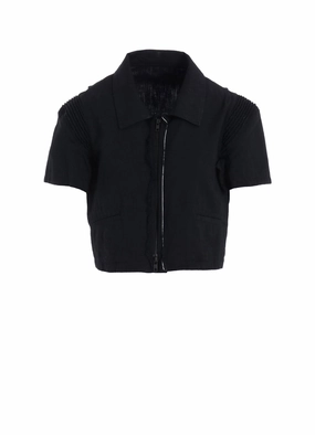 LIGHT DENIM FRILLED SHORT JACKET AntiPilling Surface Finish snap-up