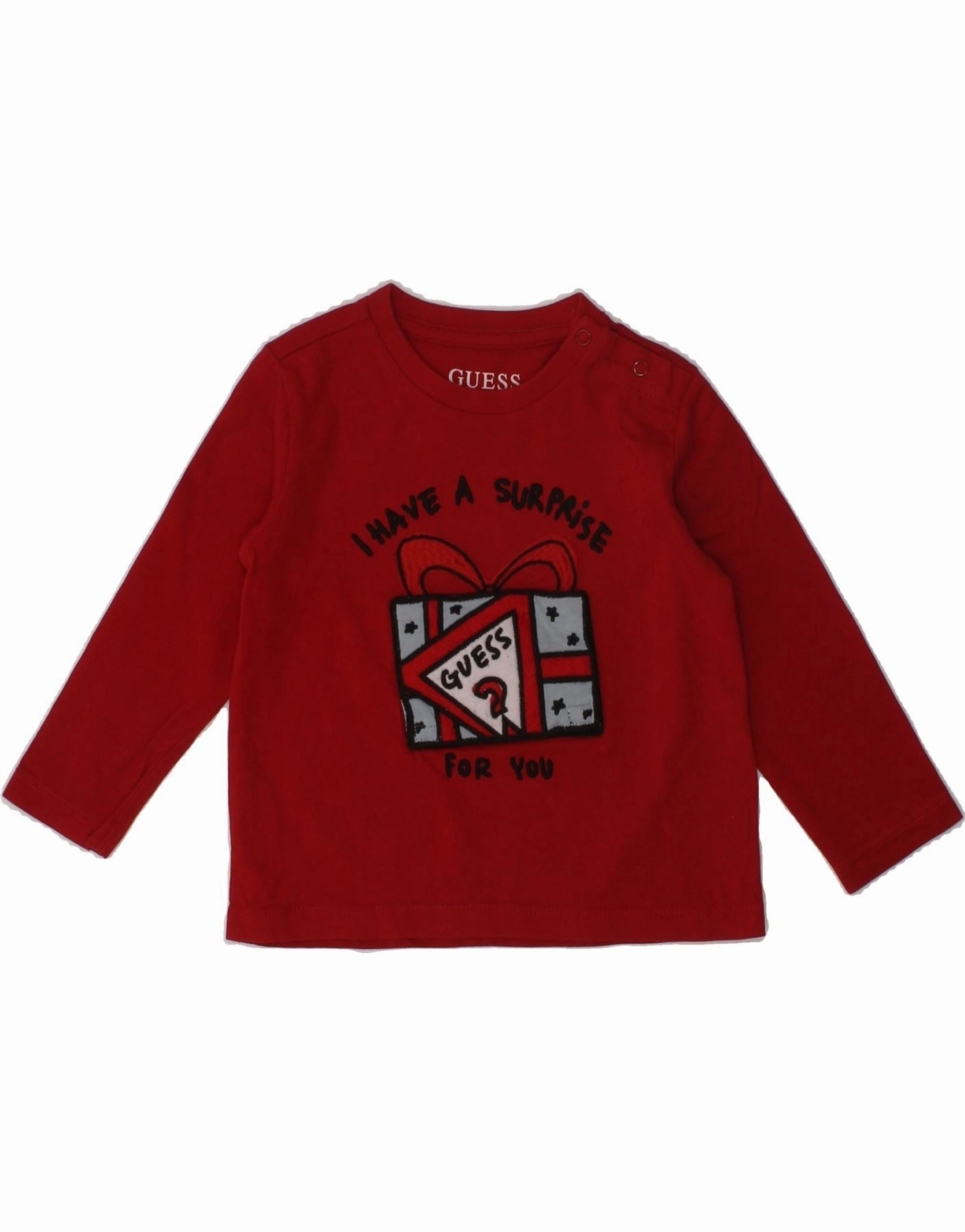 Subtle pattern Casual Hangout GUESS Baby Girls Graphic Top Long Sleeve 6-9 Months Red Cotton