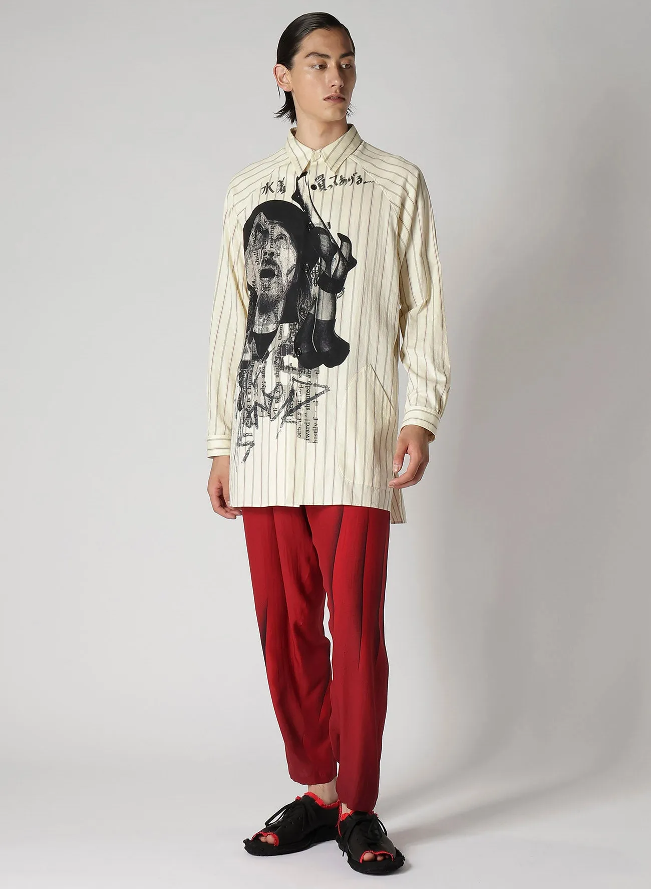 DADA YOHJI PRINT SHIRT Monochrome Palette Smooth Zipper Design