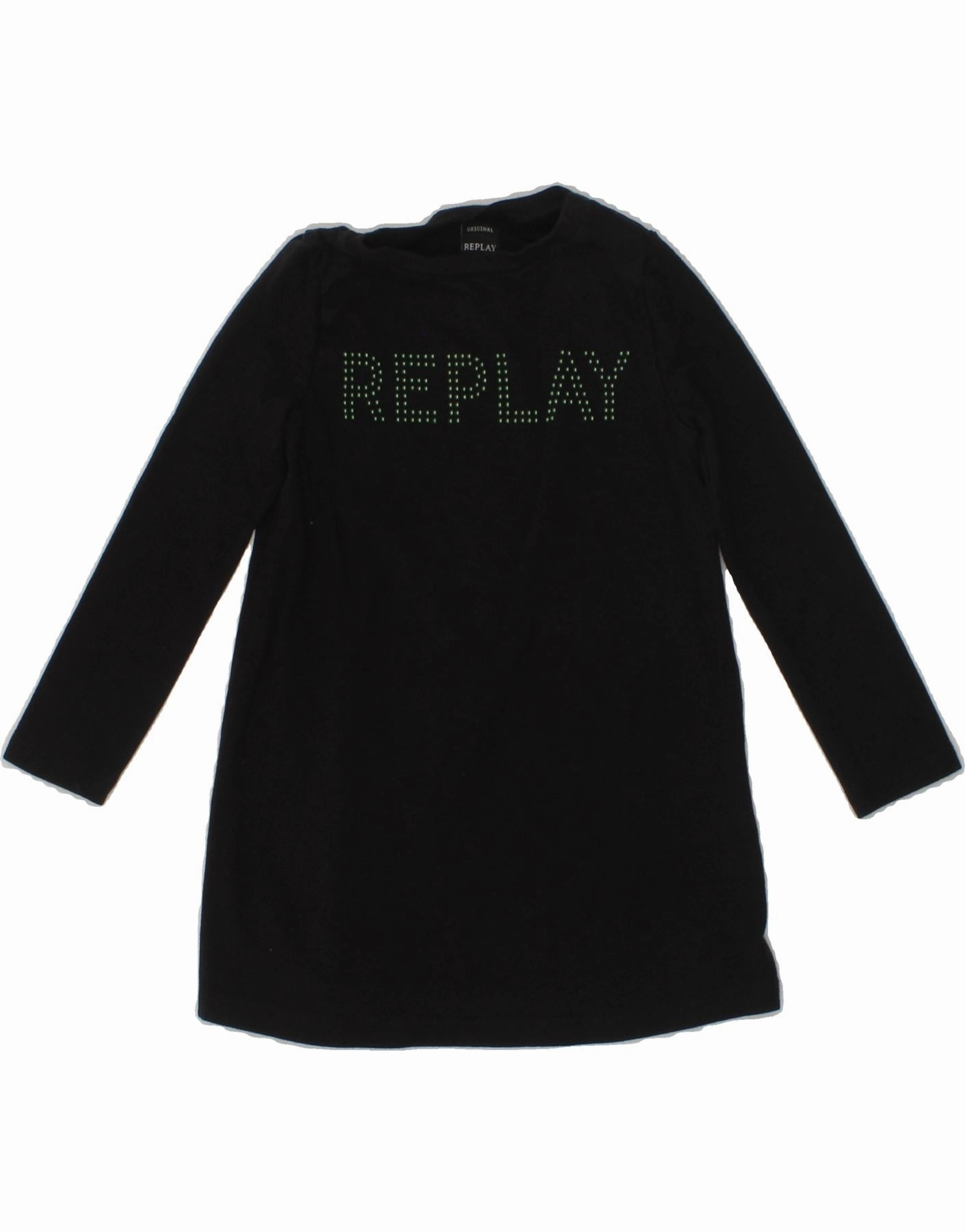 REPLAY Baby Girls Graphic Basic Dress 3-6 Months Black Viscose Hand-Wash retro-style