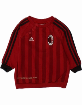 ADIDAS Baby Boys Graphic Hoodie Jumper 9-12 Months Red Striped Cotton Relax Fit