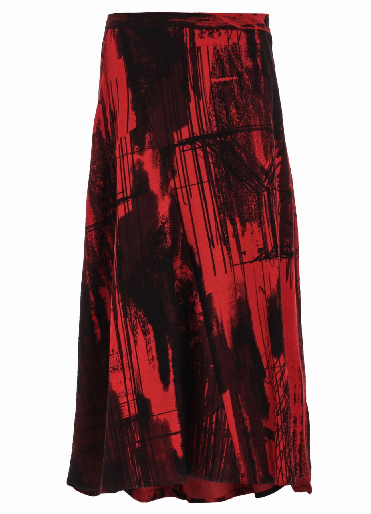 WOOL FLANNEL LOGO SCRIBBLE PT ASYMMETRIC FLARE SKIRT Contrasting Detail Love Soft