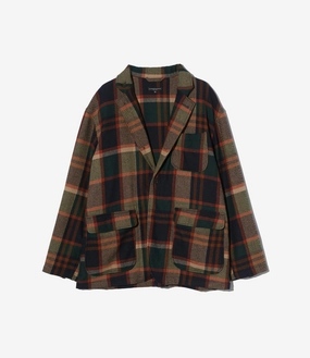 Rainy Season Loiter Jacket ?C Navy/Brown Plaid Wool