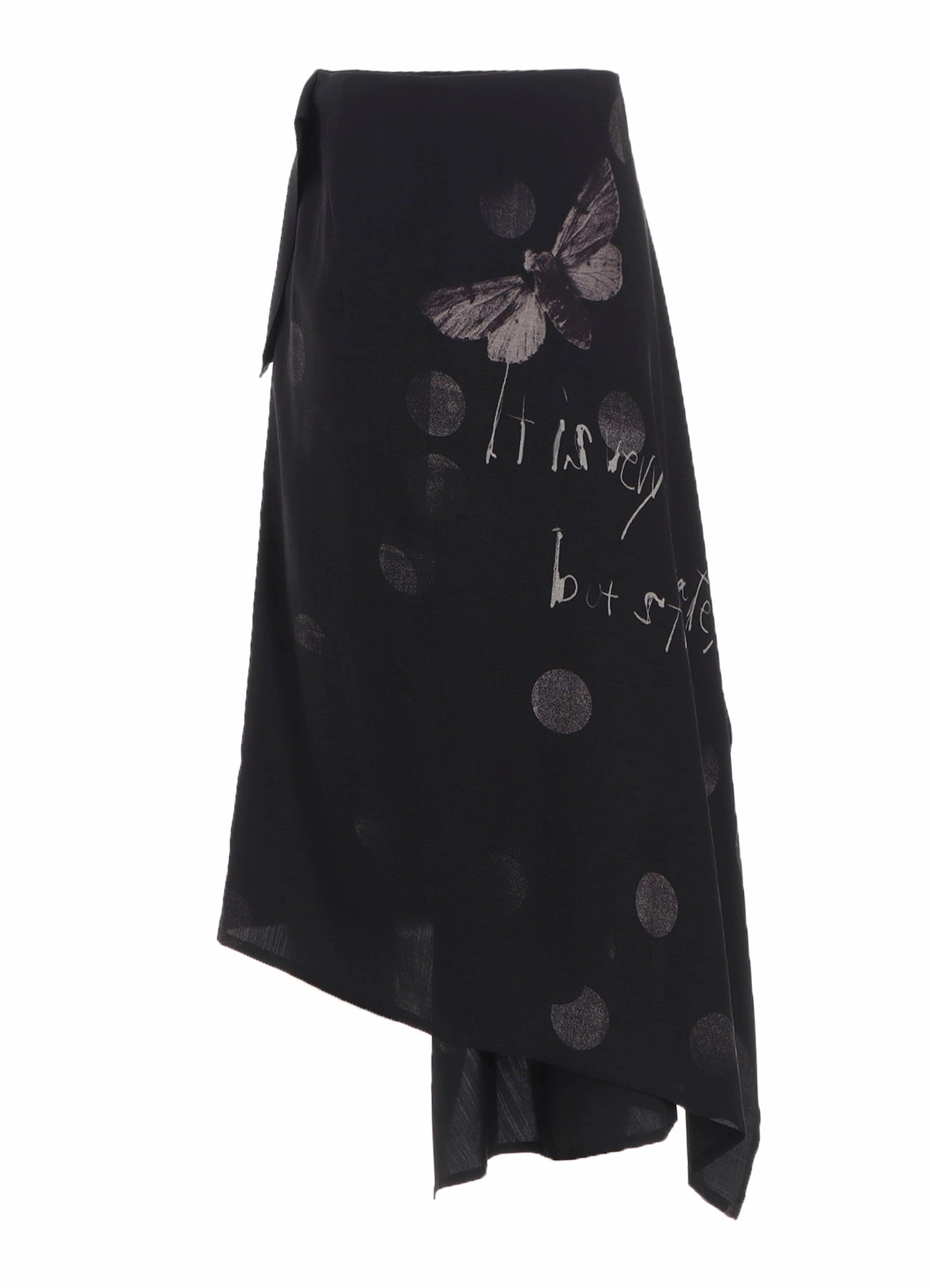BUTTERFLY-PRINT DUNGAREE TWILL ASYMMETRIC MIDI SKIRT Nature Bloom