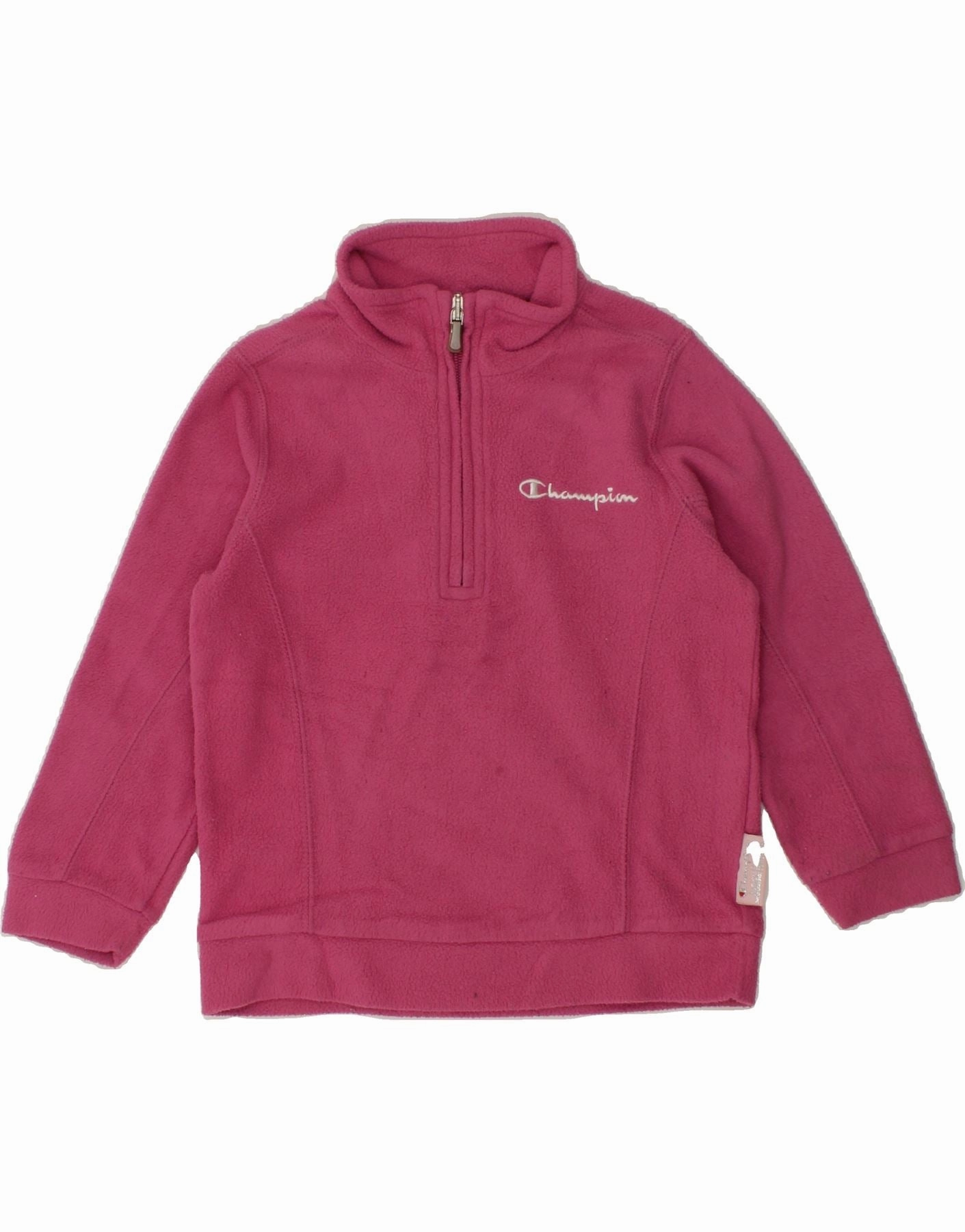 Non Chafing Seams Chunky Cable Knit CHAMPION Baby Girls Zip Neck Fleece Jumper 18-24 Months Large  Pink