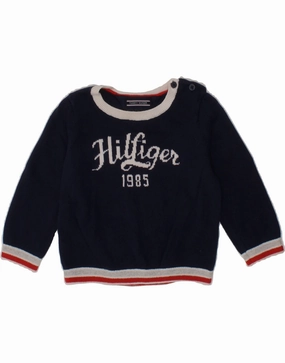 TOMMY HILFIGER Baby Boys Graphic Sweatshirt Jumper 6-9 Months Navy Blue City Warmth