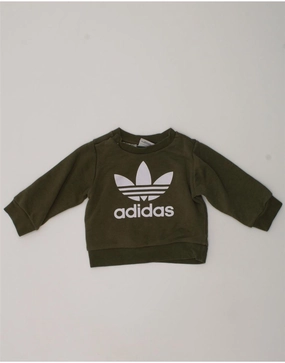 ADIDAS Baby Boys Graphic Sweatshirt Jumper 3-6 Months Khaki Cotton Seasonal Layer