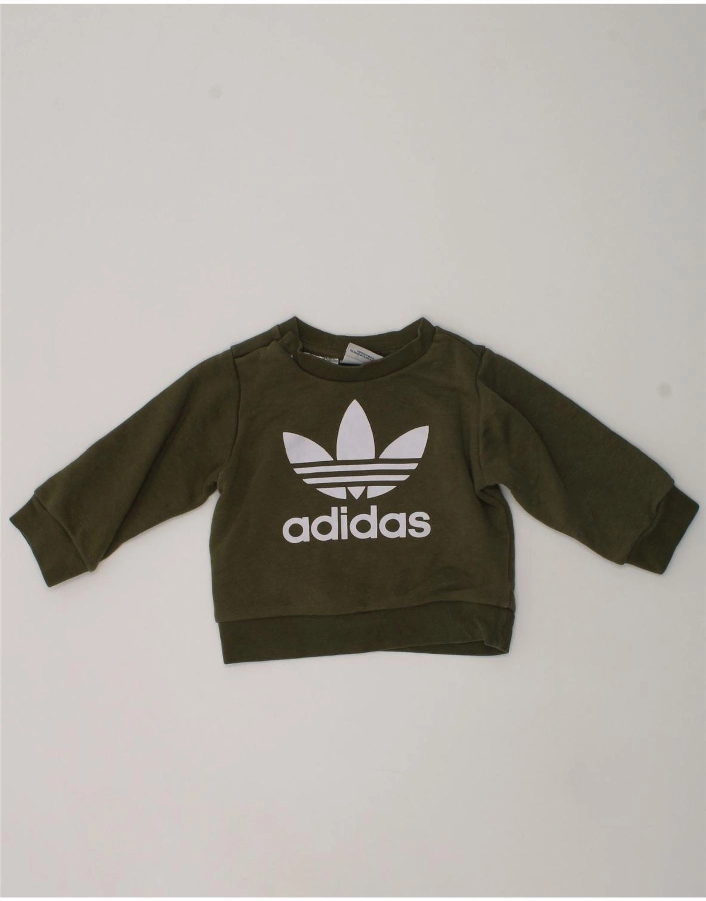 ADIDAS Baby Boys Graphic Sweatshirt Jumper 3-6 Months Khaki Cotton Seasonal Layer