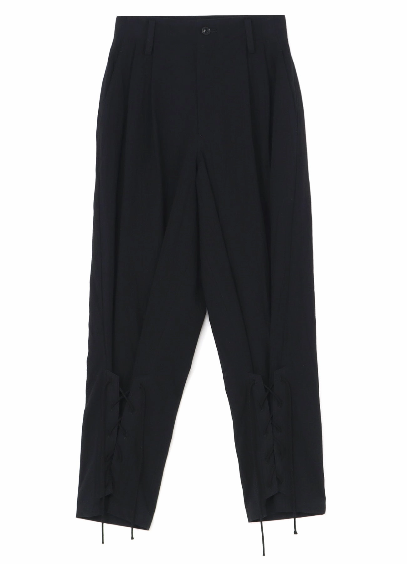 PLAIN WEAVE DENIM LACE UP HEM PANTS Comfortable Leg