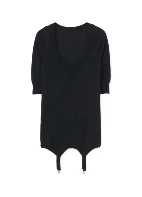 [LIMI feu 20th Anniv. Collection]Soft Cotton Plain Stitch Tops With Garter Belt All Day Comfort