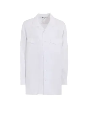 High-End Finish Laser Cut Edge Detail LINEN CLOTH OPEN COLLAR SHIRT
