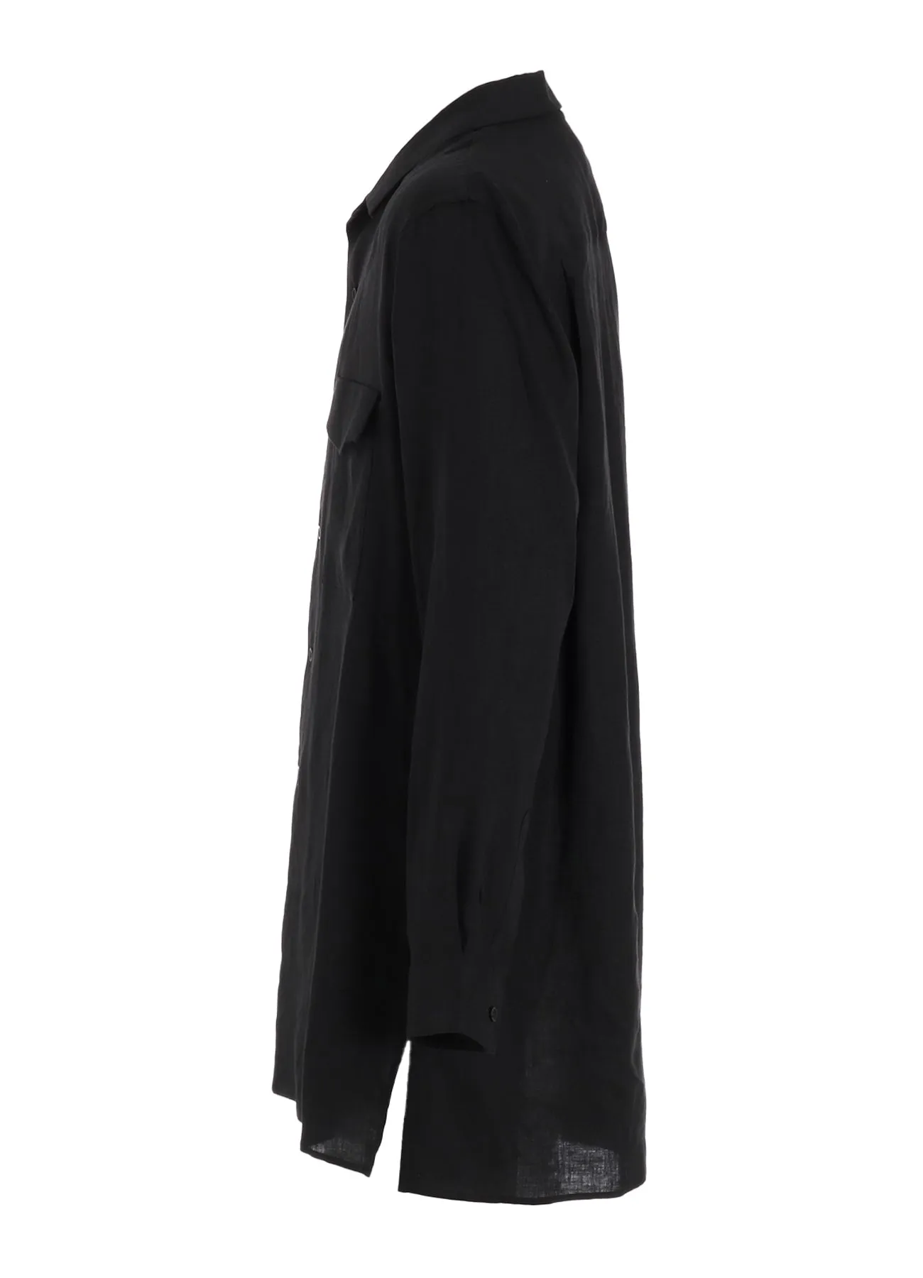 LINEN CLOTH OPEN COLLAR SHIRT High-Quality Craftsmanship Military Inspired