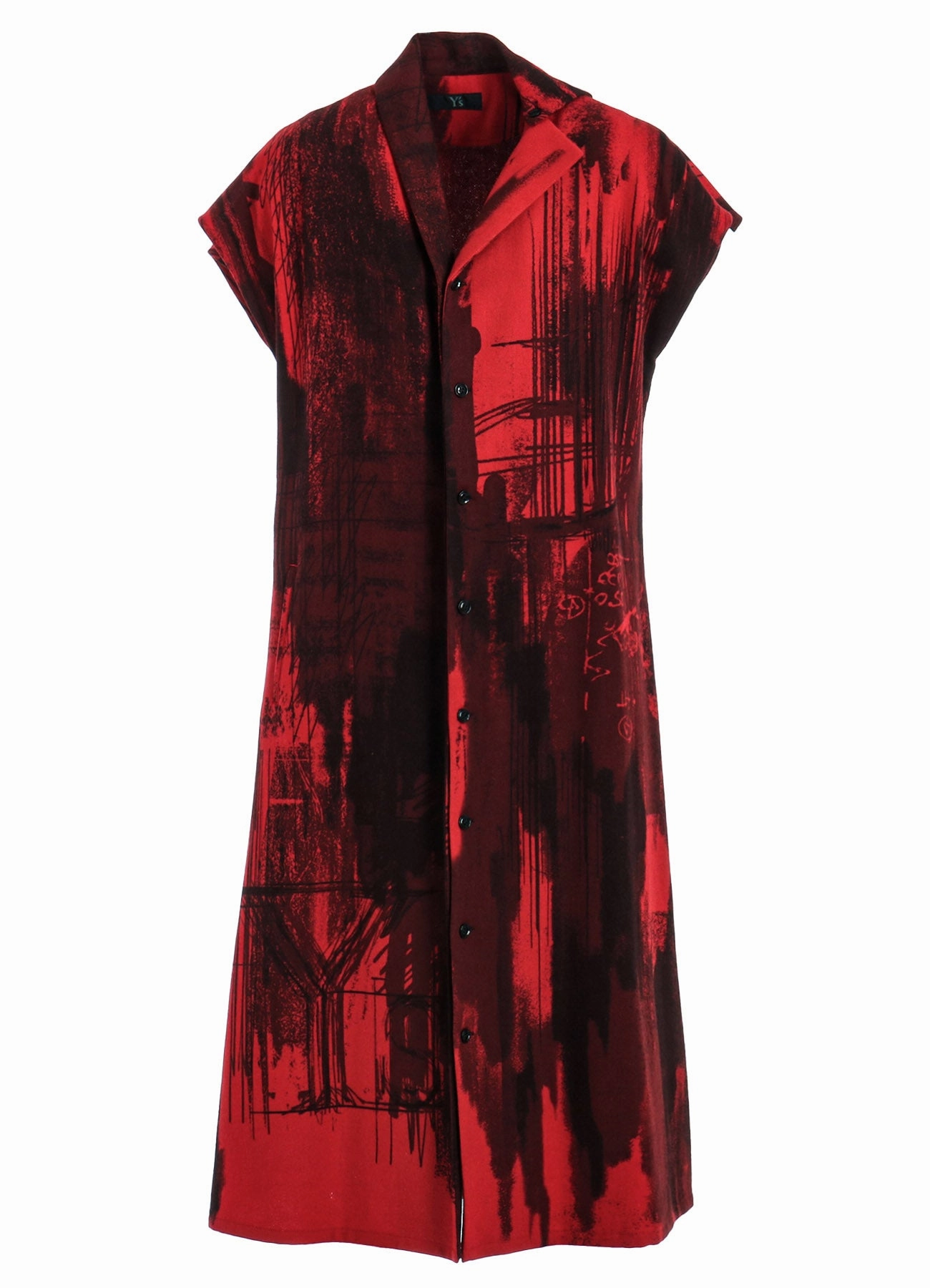 WOOL FLANNEL LOGO SCRIBBLE PT FRENCH SLEEVE DRESS Anti-bacterial