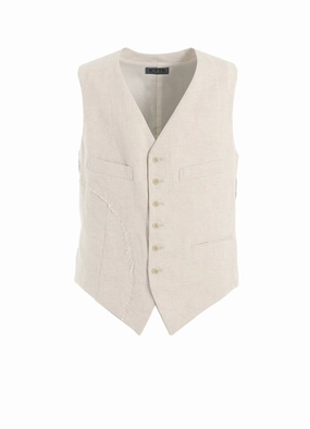 technology innovation rigid LINEN/COTTON HERRINGBONE ZIGZAG CUT-OUT VEST