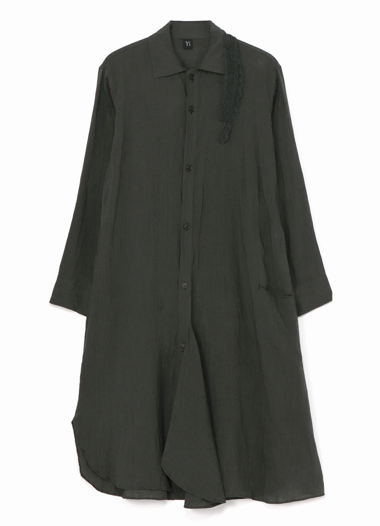 LINEN FRONT DRAPE SHIRTS DRESS Wool-Blend Relaxed Layer