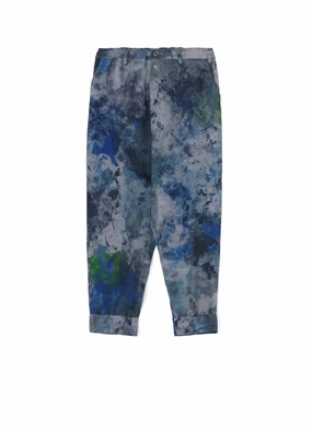 LINEN LAWN PAINT PRINT ELASTIC STRING WAIST PANTS Comfy Texture Organic Cotton Blend