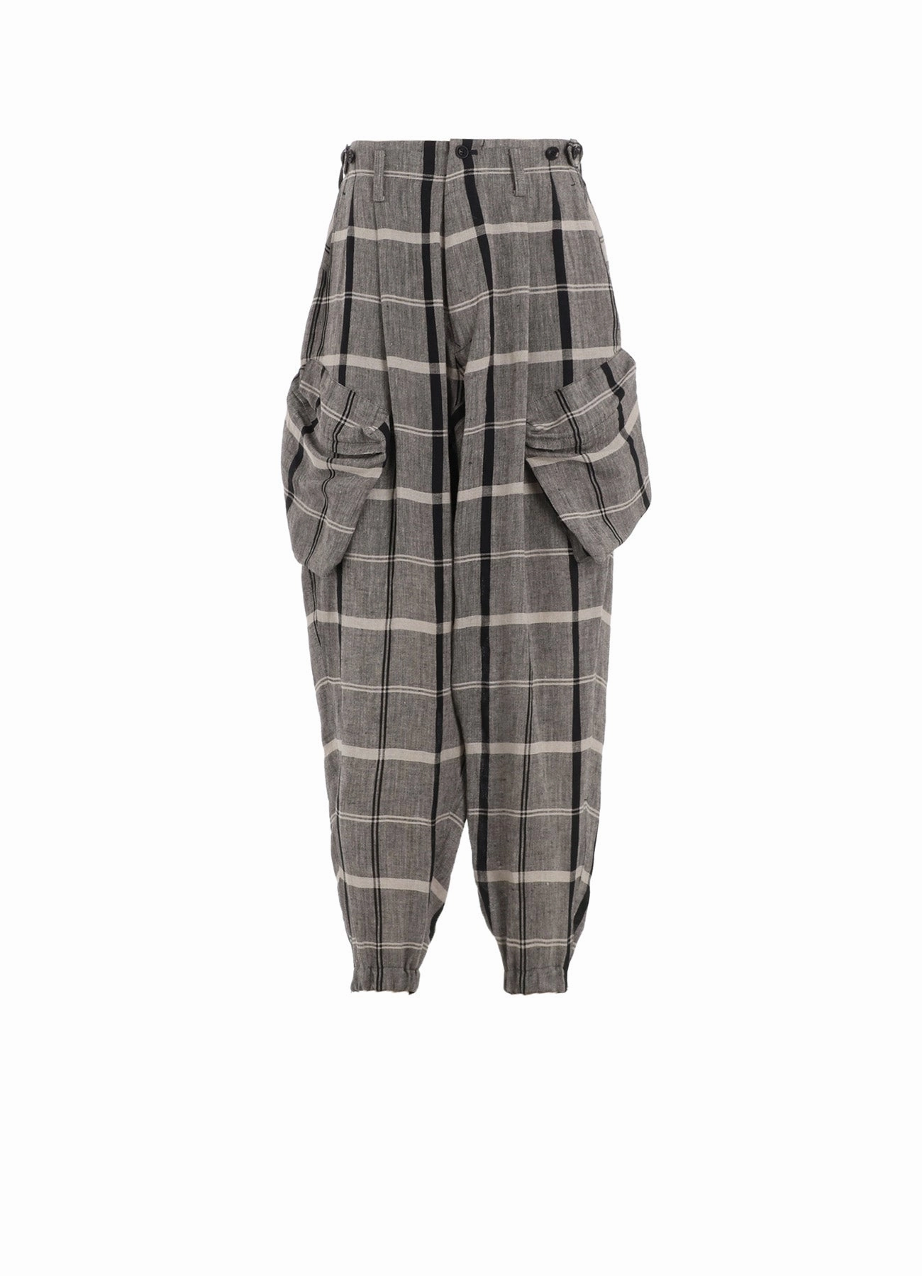 LINEN/NYLON PLAID ZIP POCKET PANTS Flex Fit Design