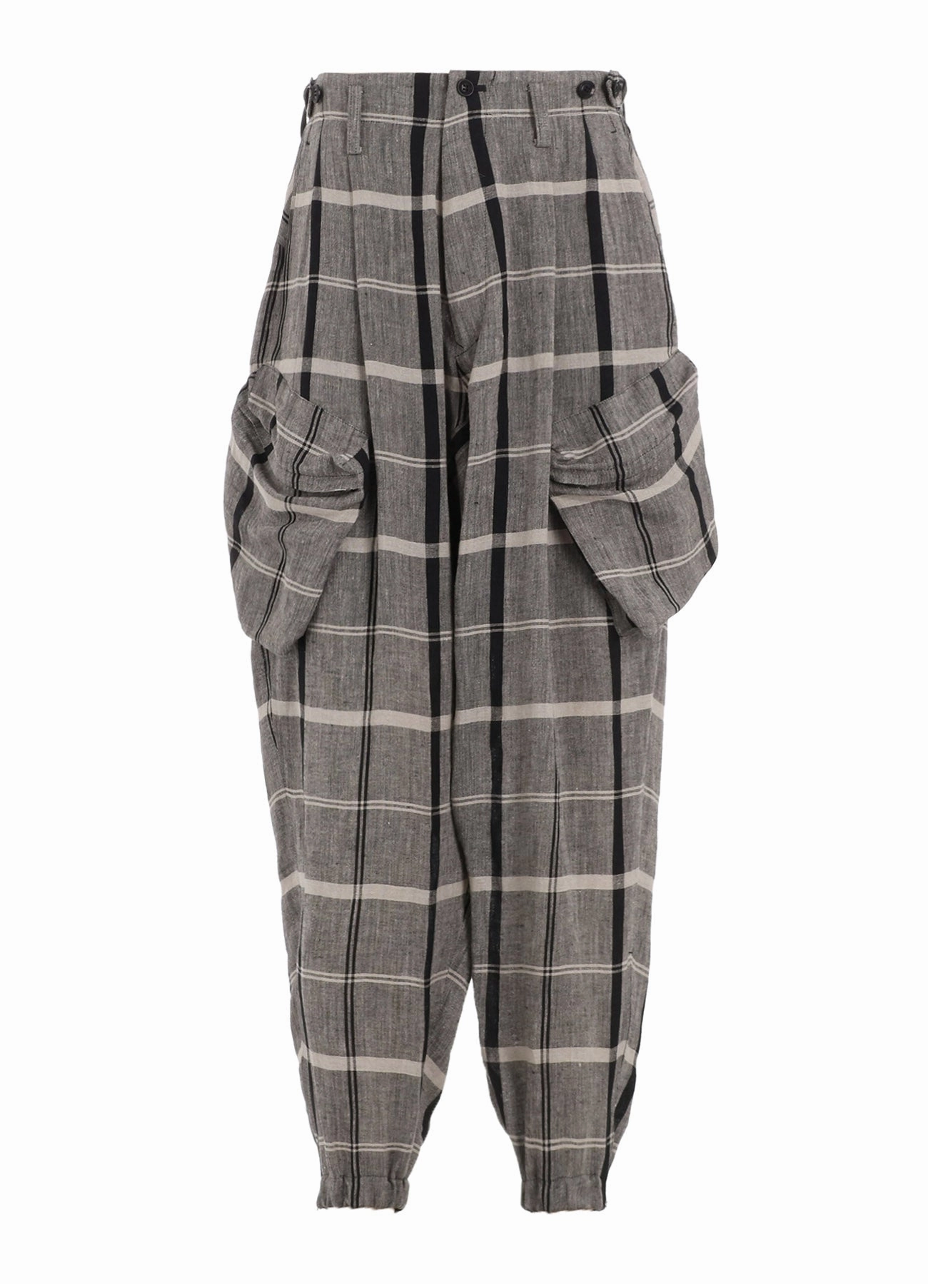 LINEN/NYLON PLAID ZIP POCKET PANTS Tough Style