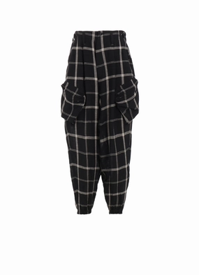 Zip Pocket LINEN/NYLON PLAID ZIP POCKET PANTS
