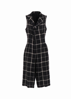 LINEN/NYLON PLAID ZIP TUCKED JUMPER SKIRT Light Fabrication Sleek Wear