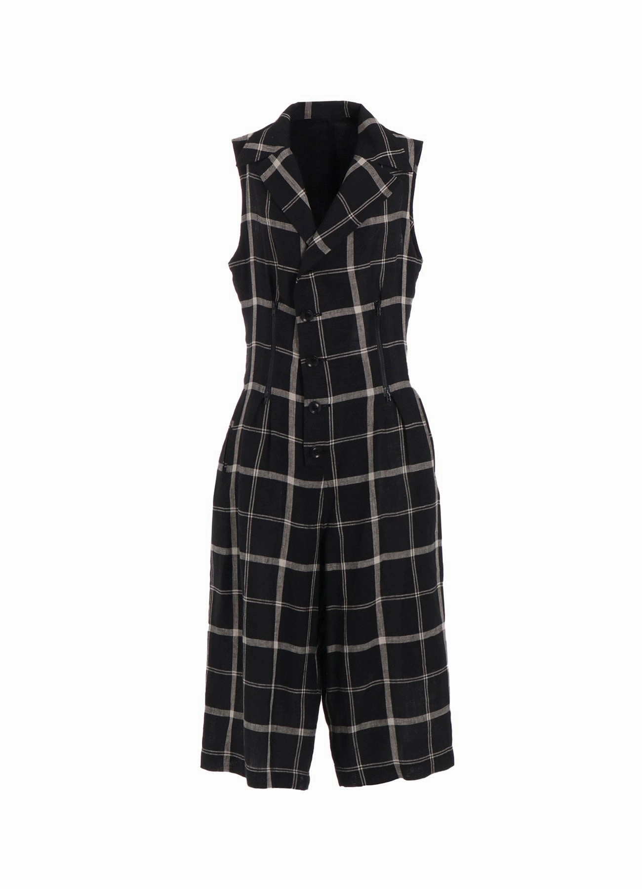 LINEN/NYLON PLAID ZIP TUCKED JUMPER SKIRT Light Fabrication Sleek Wear