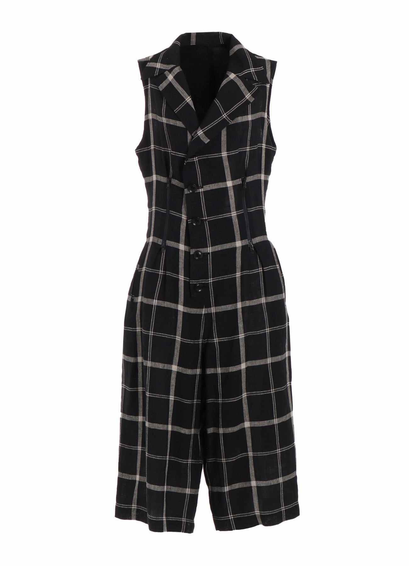 LINEN/NYLON PLAID ZIP TUCKED JUMPER SKIRT Maternity-Fit