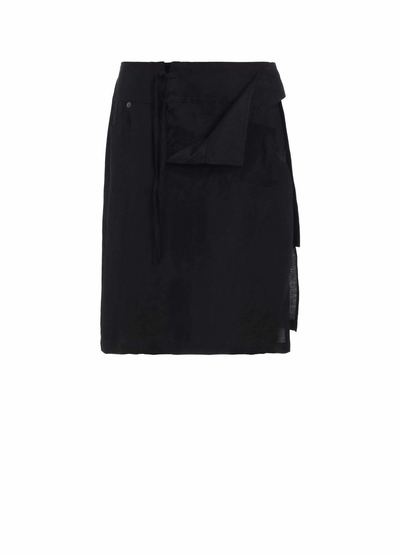 Perfect Shape LINEN SILK LACE UP DETAIL SHORT SKIRT