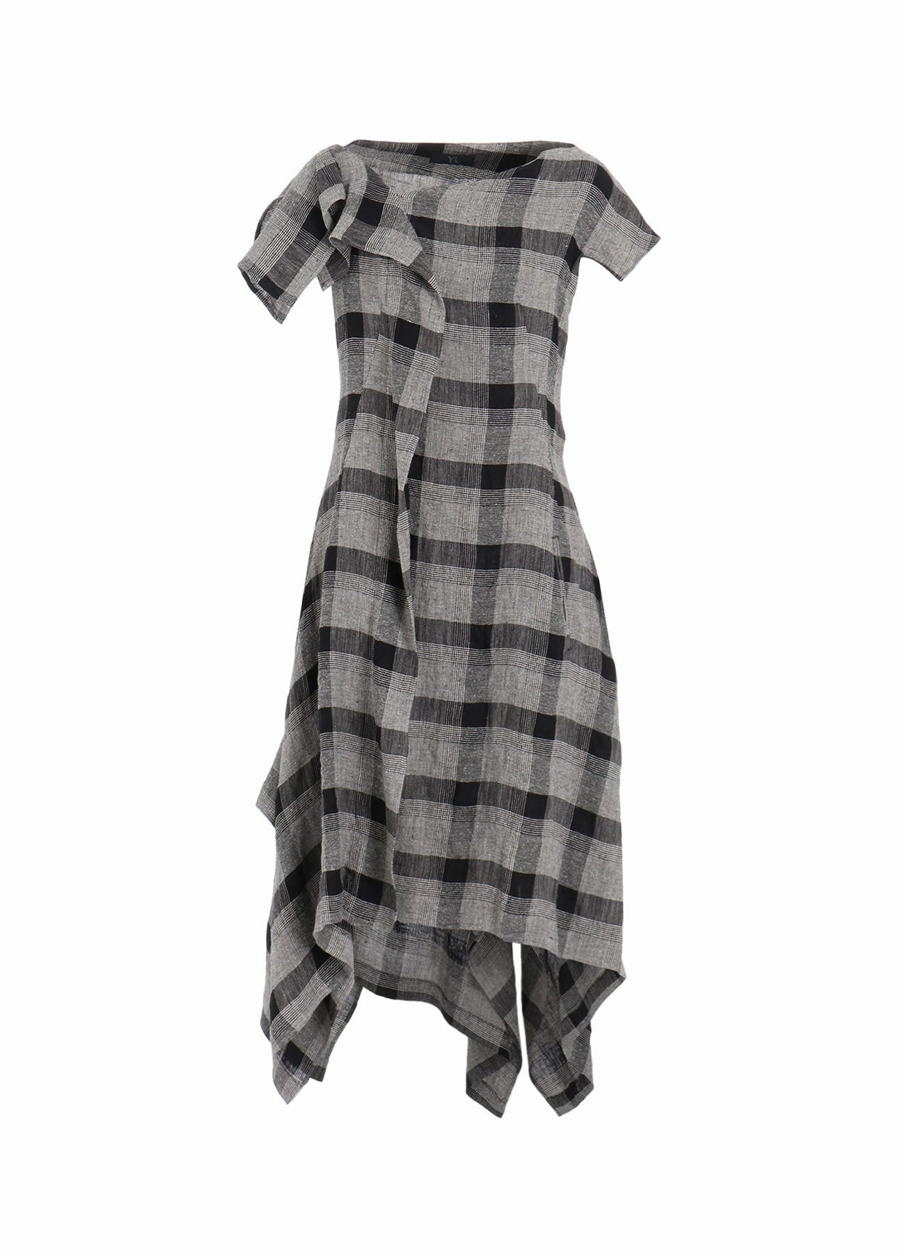 LINEN/SILK PLAID HANDKERCHIEF HEM DRESS Brunch Outfit