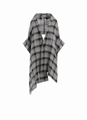 Travel Comfort Non Restrictive Fit LINEN/SILK PLAID KIMONO JACKET