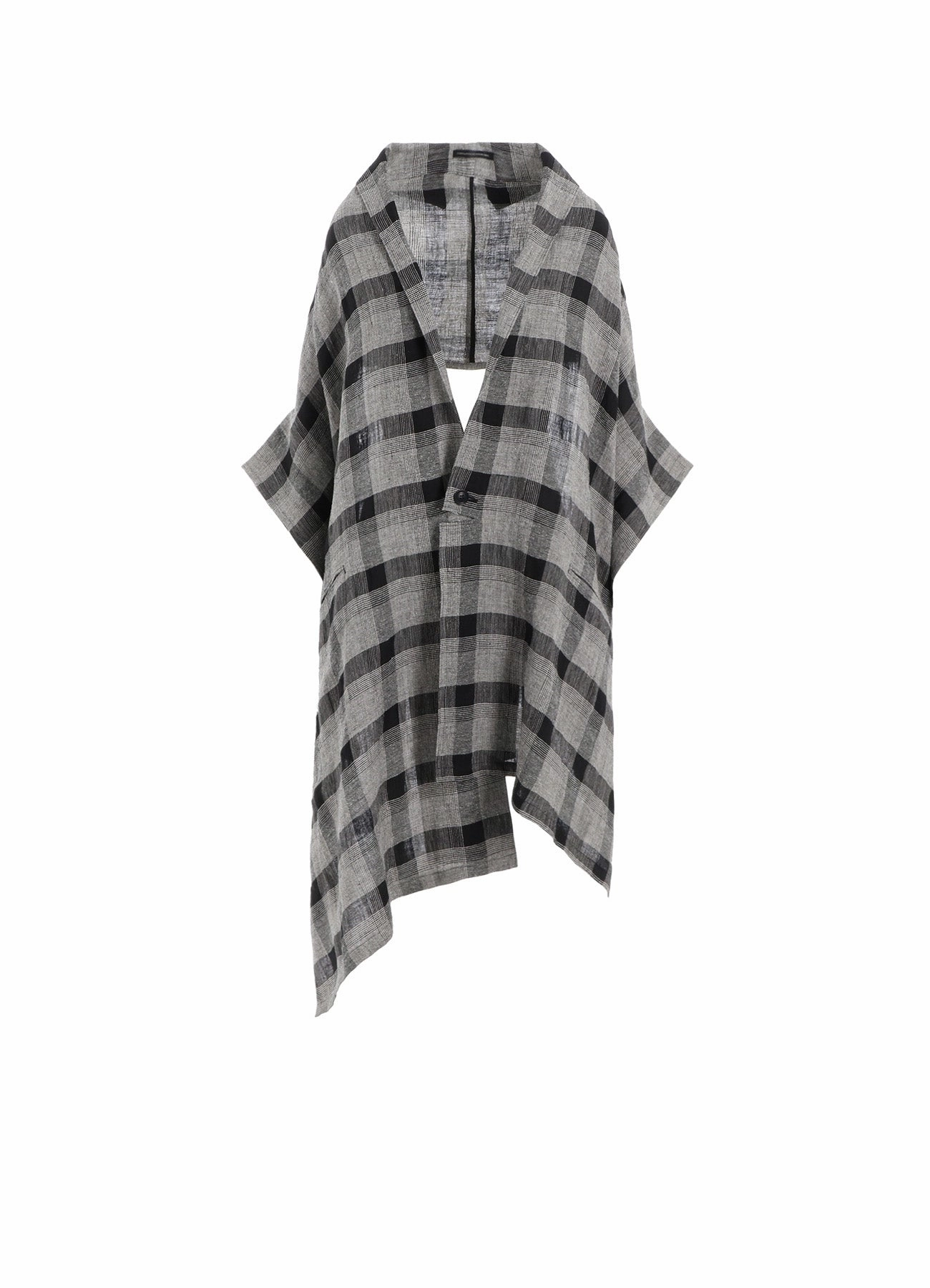 Travel Comfort Non Restrictive Fit LINEN/SILK PLAID KIMONO JACKET