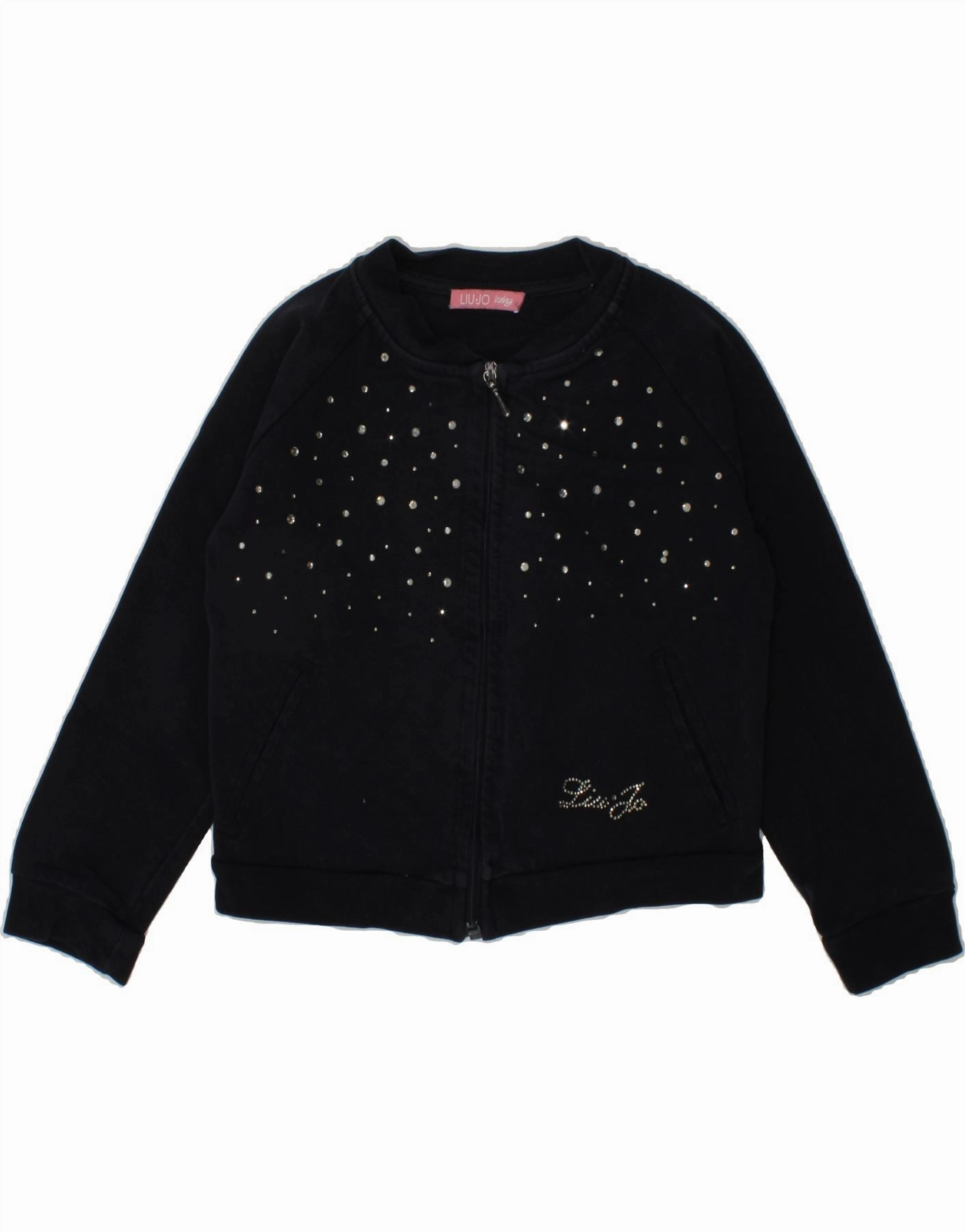 LIU JO Baby Girls Tracksuit Top Jacket 6-9 Months Navy Blue Spotted Smooth Finish Stylish Protection