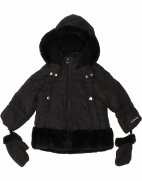 LONDON FOG Baby Girls Hooded Padded Jacket 18-24 Months Black Polyester Enhance quilted