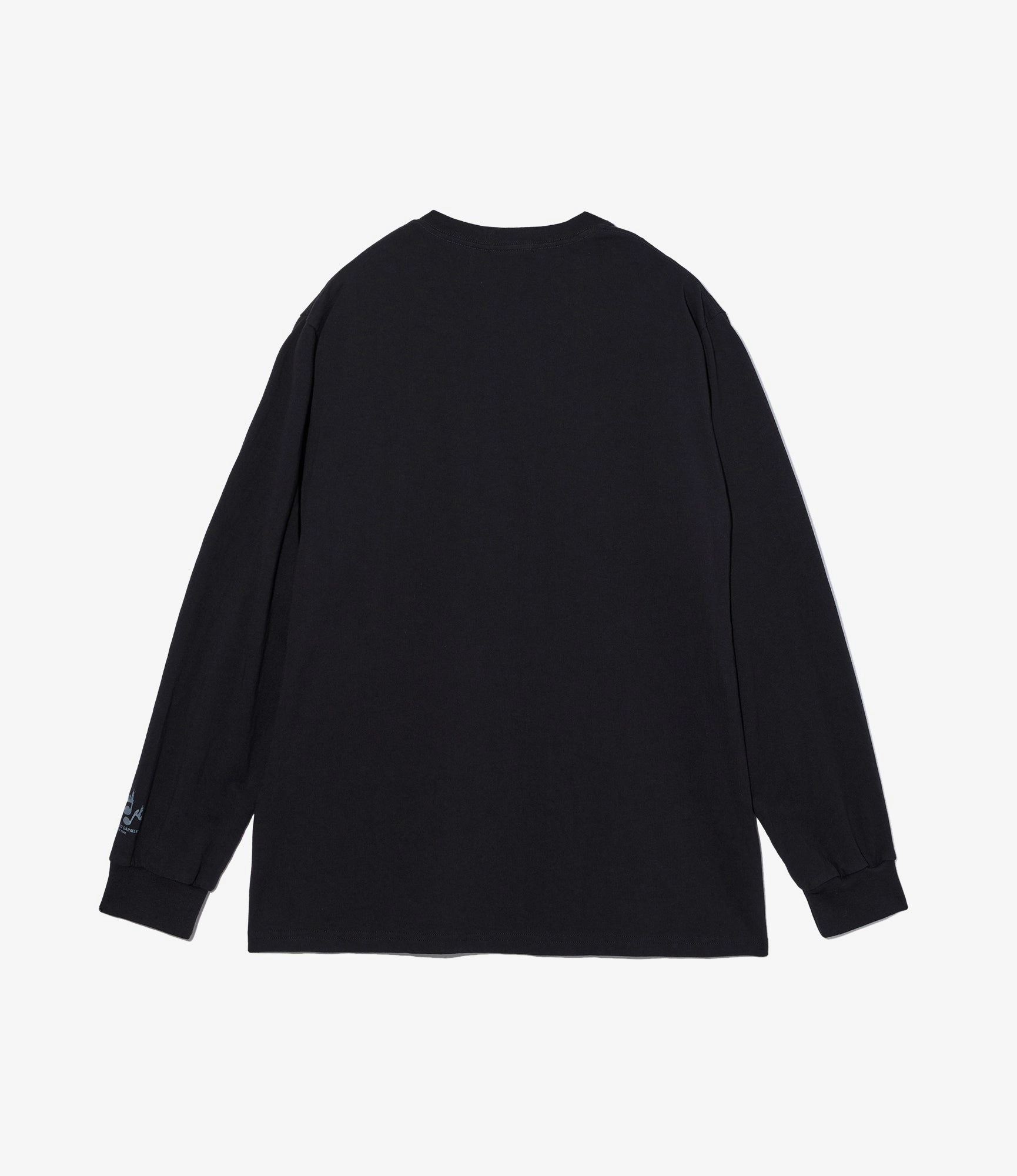Long Sleeve Cross Neck T-Shirt ?C Black 'Sound' Print Sweat Absorbent Layered Hem Detail