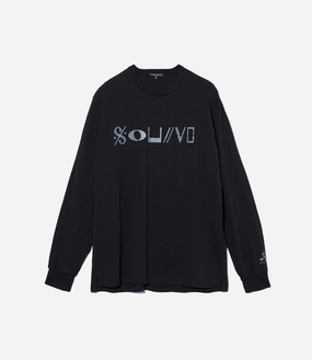 Comfort and Ease Long Sleeve Cross Neck T-Shirt ?C Black 'Sound' Print