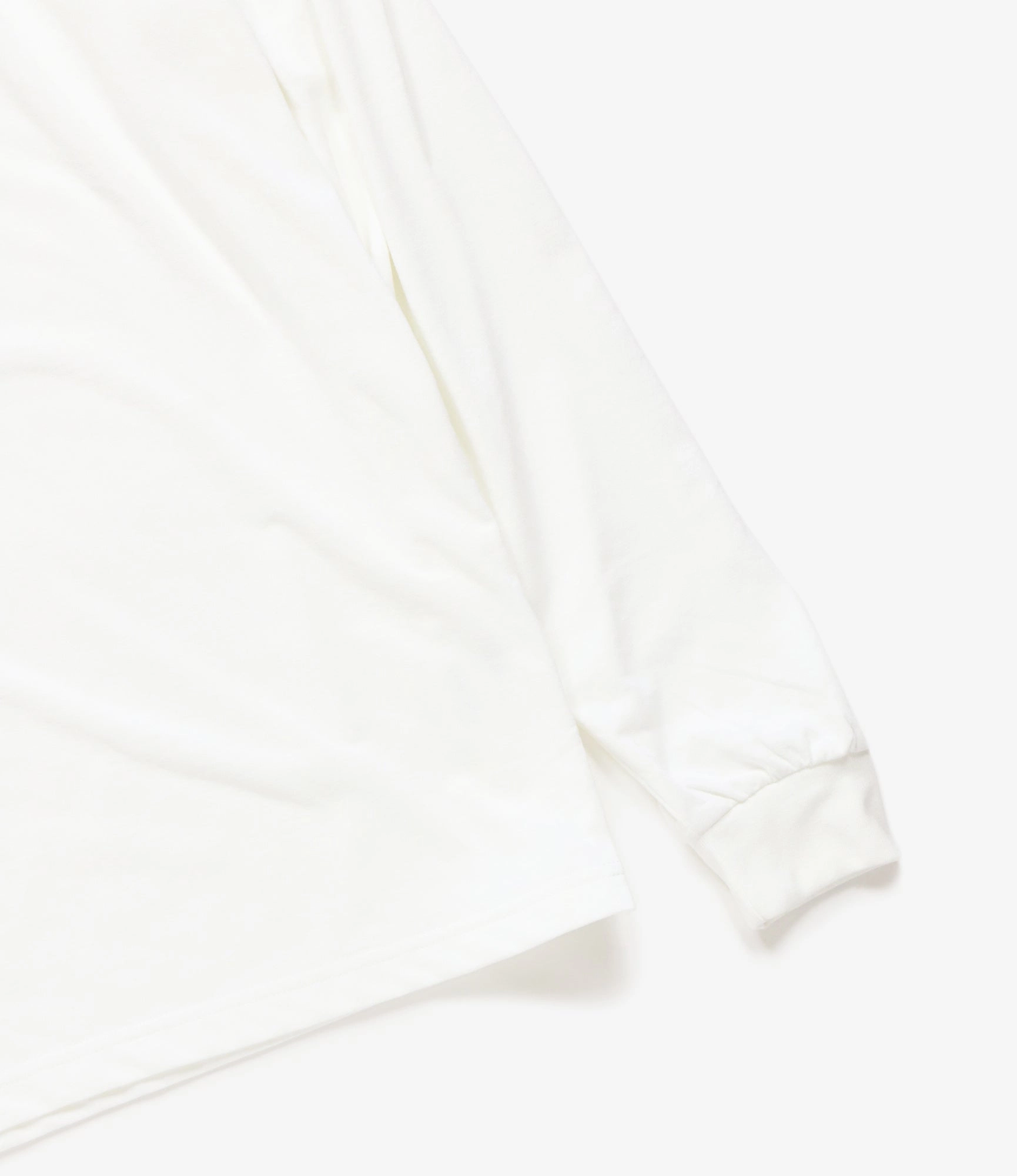 Long Sleeve Mock Neck ?C White Jersey Soft Texture Sustainable Material Blend