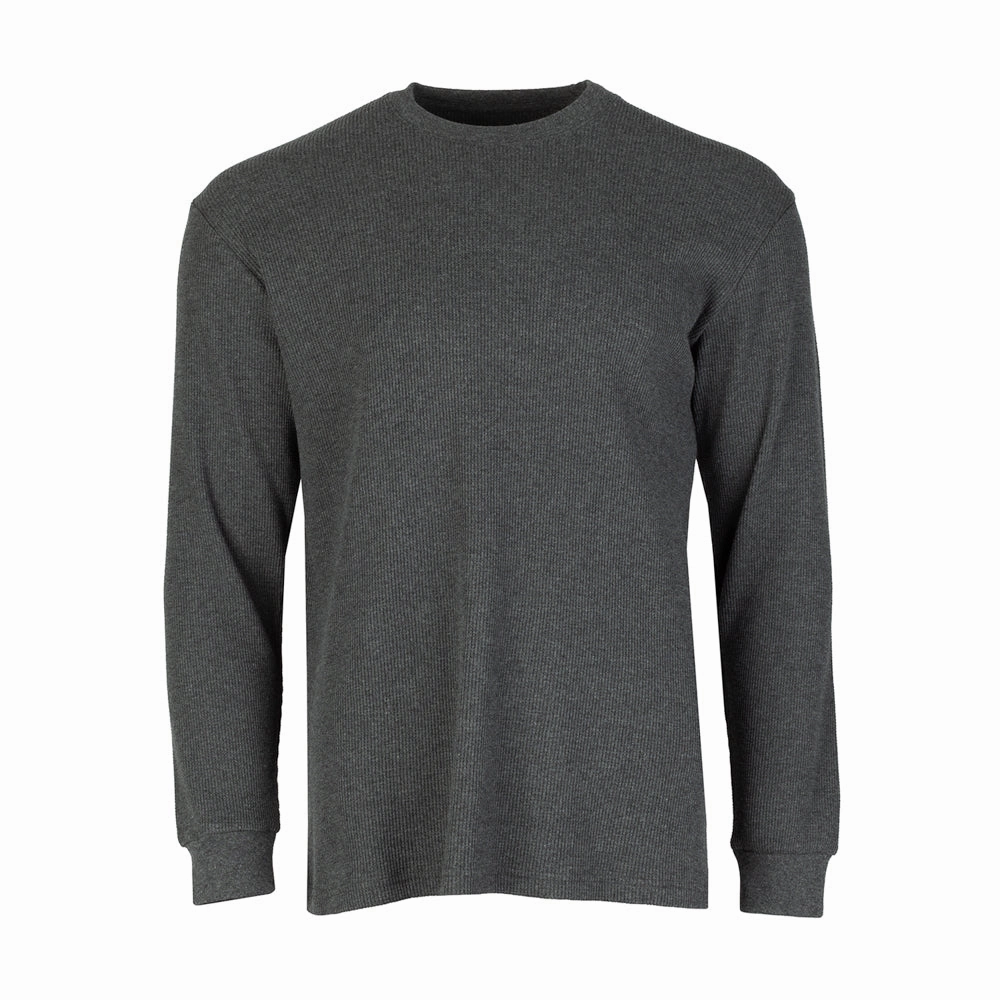 Long Sleeve Solid Thermal - Mens Smooth Jersey Texture Embroidered Details