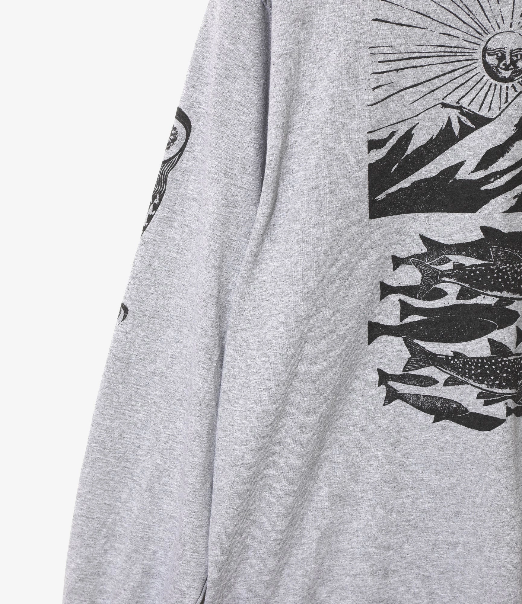 coordinate with other items Long Sleeve T-Shirt ?C Grey Woodblock Print