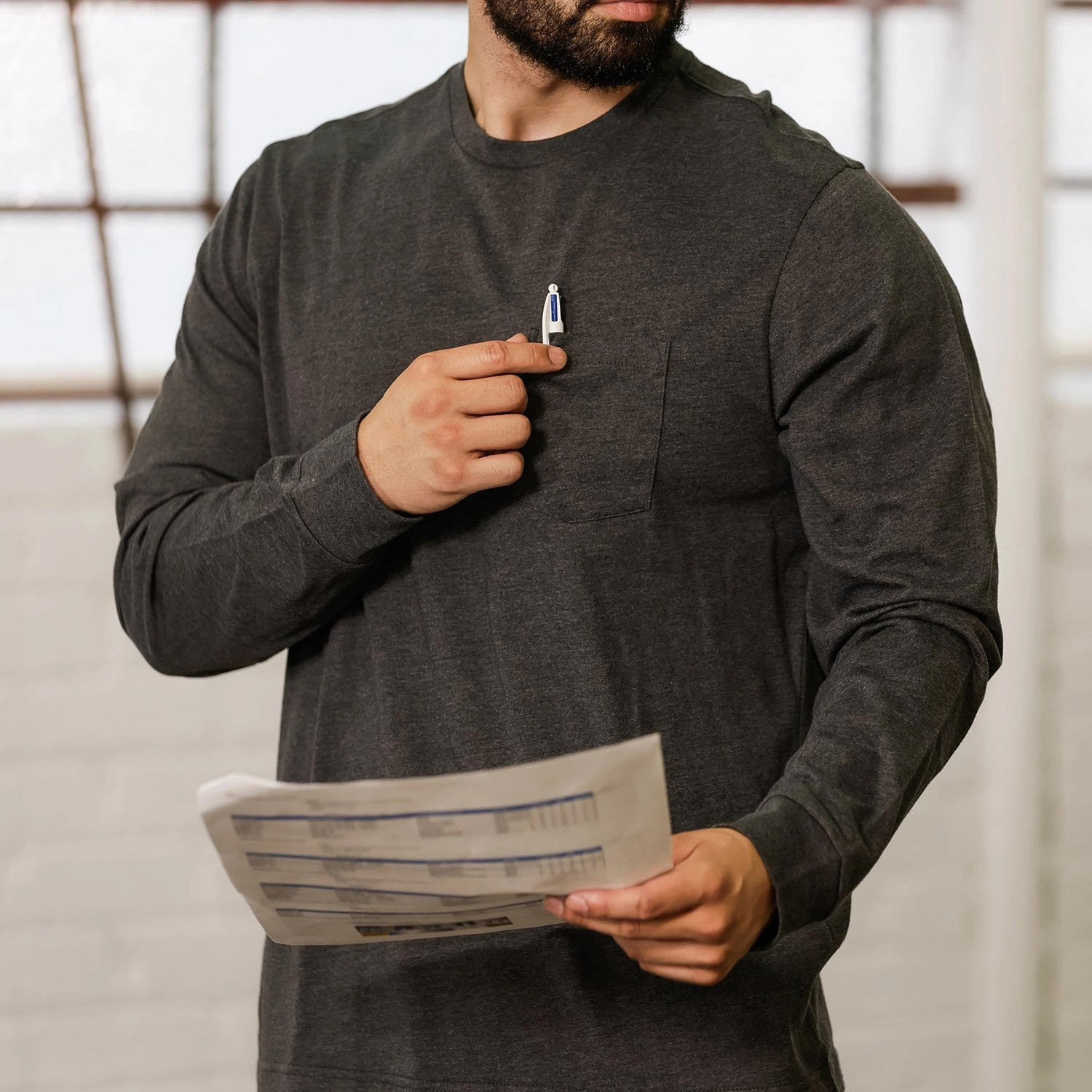 Long Sleeve Work Shirt - Mens Temperature Regulating Fabric