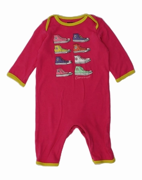 CONVERSE Baby Girls Graphic Bodysuit 3-6 Months Pink Bold Lightweight Gym Elegant