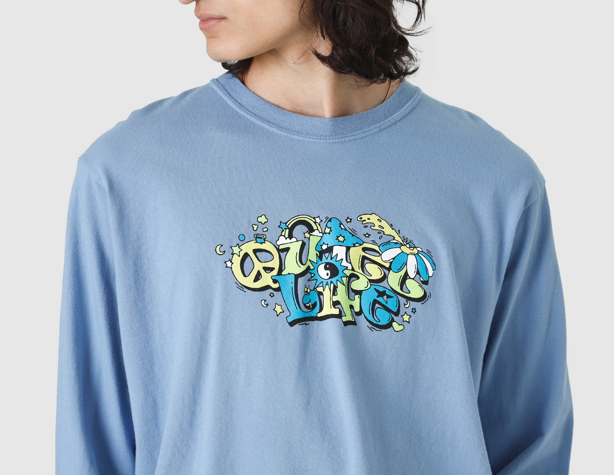 Weekend Comfort Wear Anti-bacterial Quiet Life Confetti Pigment Dyed Long Sleeve Tee / Blue